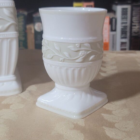 Croscill Classic Bathroom Set Antique Ivory Ceramic Tissue Box Cover w Cup MINT! - Picture 13 of 16